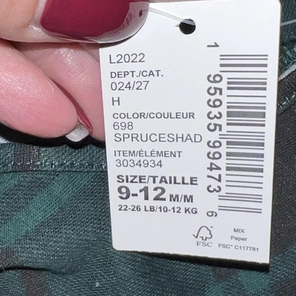 Children's Place Baby Girl's 9-12 Months Holiday Dress Green‎ Plaid Long Sleeve - Picture 6 of 8